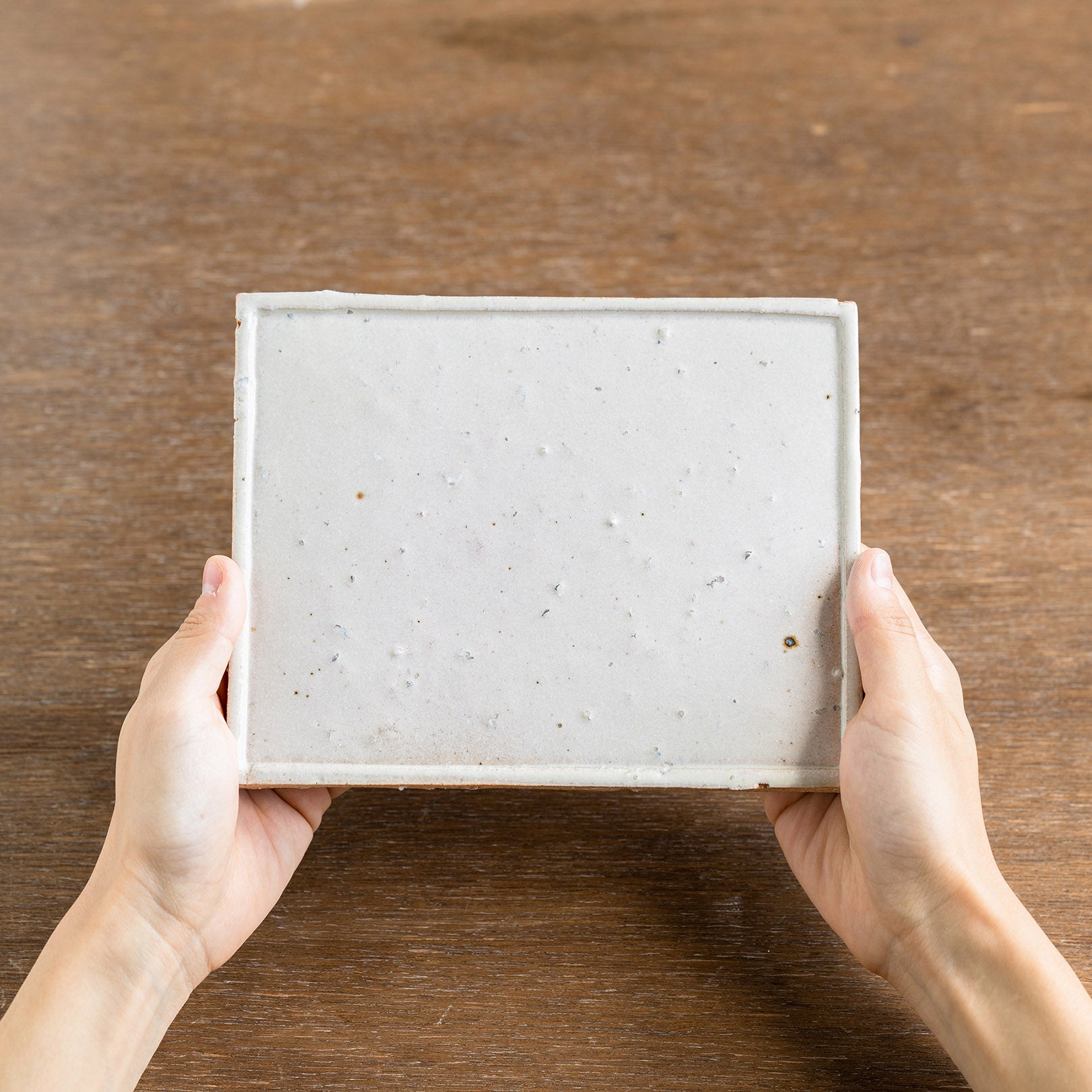 Handcrafted Shigaraki Square Plate M inWhite Glaze, , – Koshigaraki, made in Japan