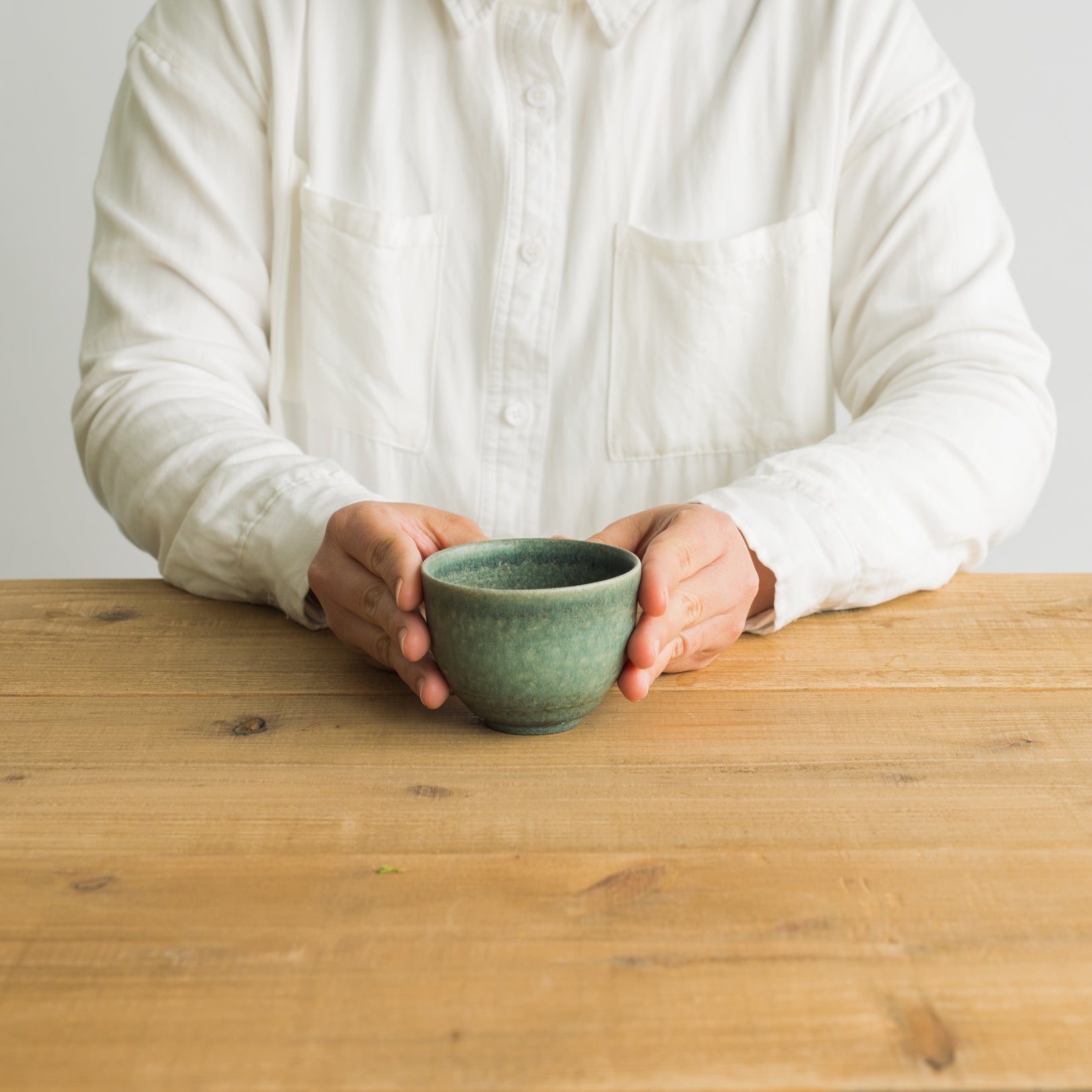 Handcrafted Shigaraki Tea Cup inCeladon, , – TEIBAN WARE, made in Japan